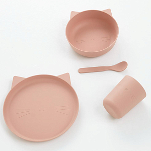 Набор детской посуды LIEWOOD "Кот", розовый